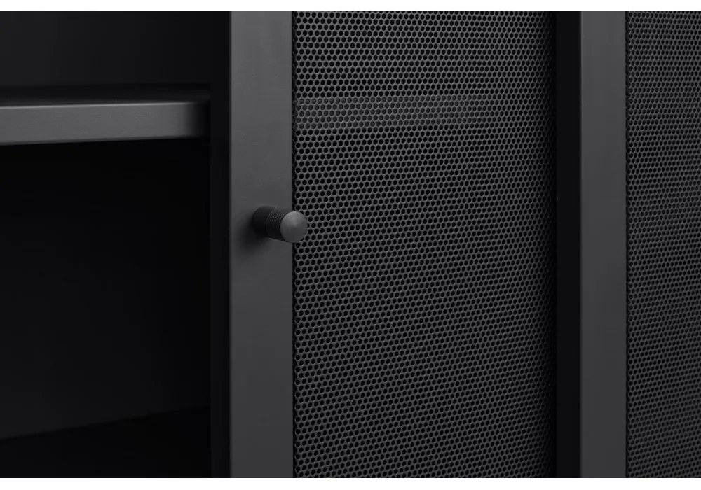 Armadietto nero in metallo con ante scorrevoli 90x140x40 cm Veep – Unique Furniture