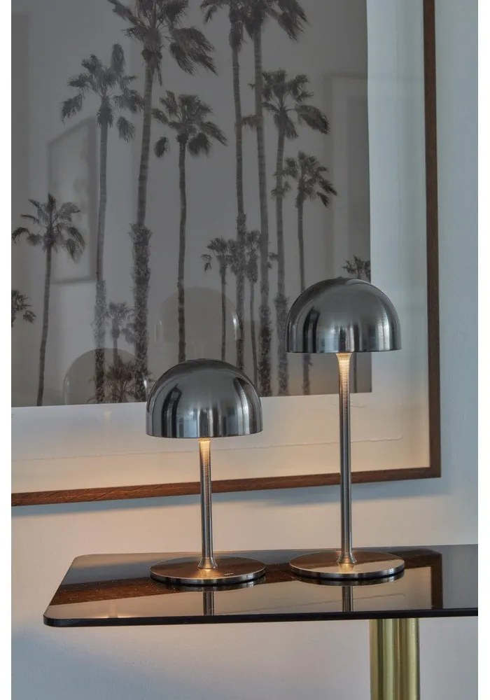 Lampada da tavolo LED argentata con paralume in metallo con telecomando (altezza totale 22 cm) Tim – Sirius