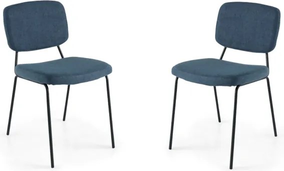 Sedia metallo seduta tessuto Blu - TULLIA 2 sedie