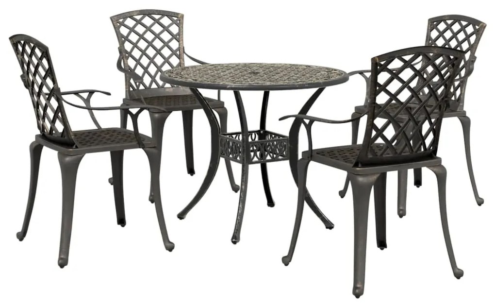Set Da Pranzo Da Giardino 5 Pz Bronzo İn Alluminio Pressofuso /