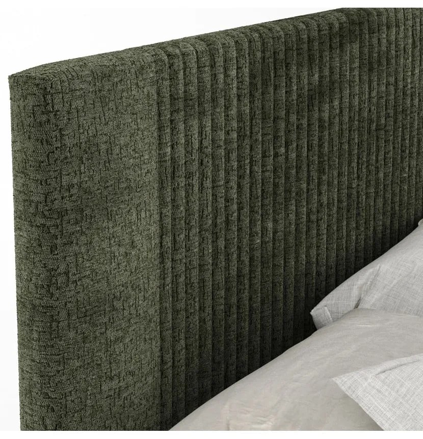 Letto boxspring verde scuro con contenitore 200x200 cm Bergamo – Maison de Rêve