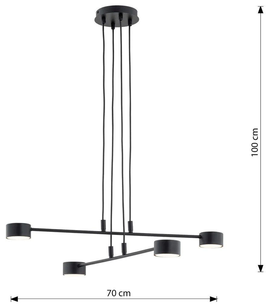 Lampadario a Sospensione in Acciaio GX53 MODUS 4 Nero 4xGX53