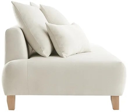 Divano scandinavo 3 posti in tessuto effetto velluto testurizzato beige e legno chiaro L200 cm ODEON