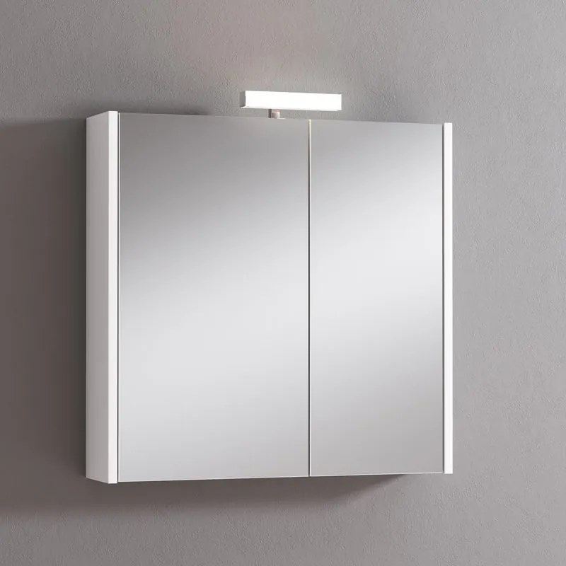 Pensile con luce Akira laccato lucido bianco L 71.5 x H 70 x P 15.5 cm