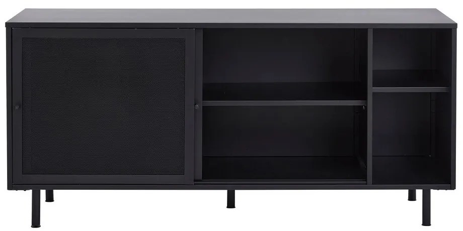 Cassettiera nera in metallo con ante scorrevoli 160x75x46 cm Veep – Unique Furniture