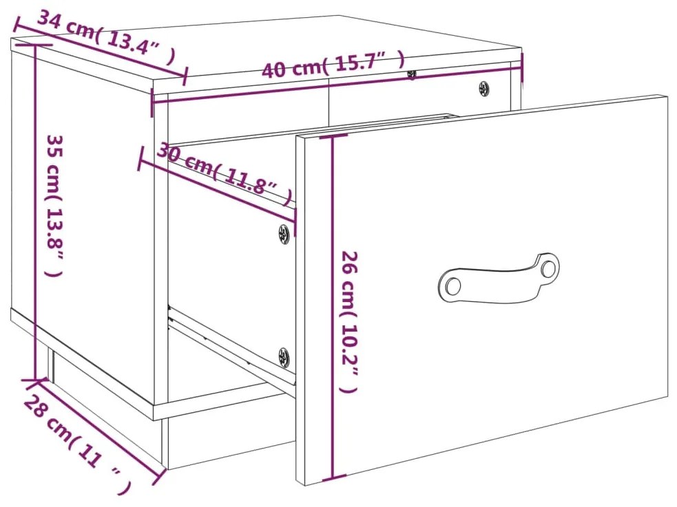 Comodini 2 pz Bianco 40x34x35 cm in Legno Massello di Pino