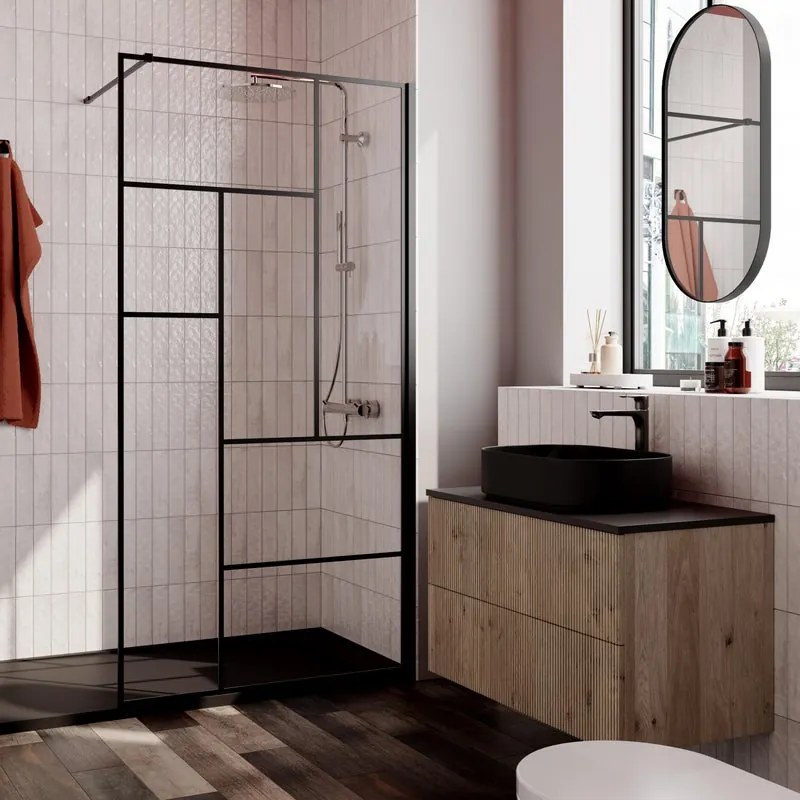 Mobile da bagno sospeso sotto lavabo Opera L 89.5 x H 50 x P 45.5 cm noce cannettato, 2 cassetti