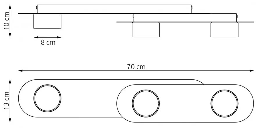 Lampada da soffitto in acciaio STILO 3 nera da interno 3xGX53 Colore del corpo Nero