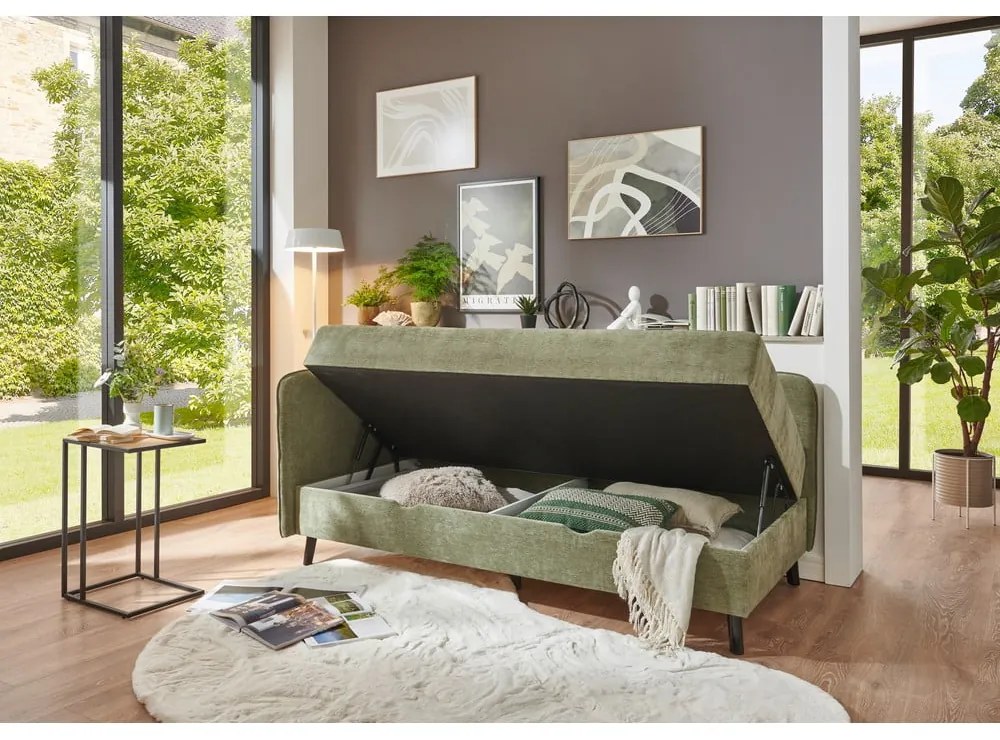 Letto singolo verde imbottito con contenitore 120x200 cm Kiruna - Meise Möbel