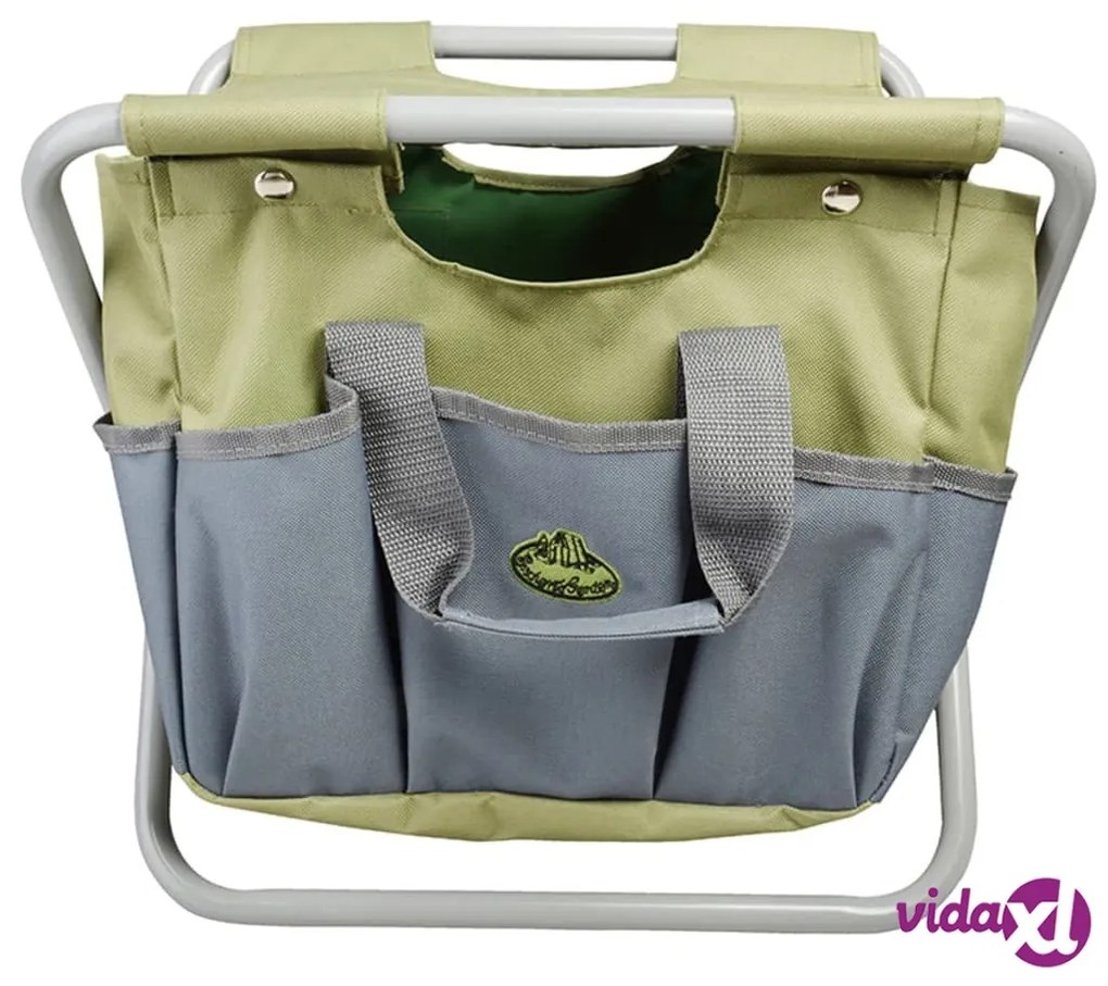 Esschert Design Sgabello e Borsa Portautensili Grigio GT85