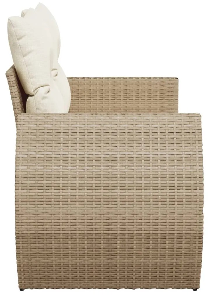 Divano da giardino con cuscini a 2 posti beige in polyrattan