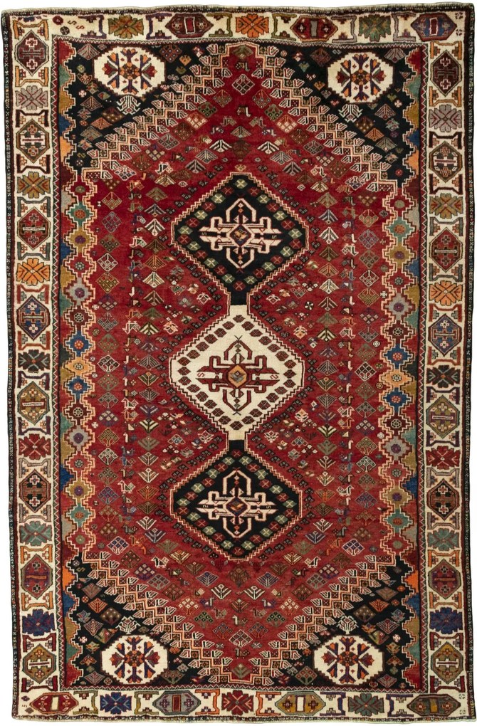 Shiraz Tappeto persiano 260 x 170 Rosso (Iran) Annodato A Mano