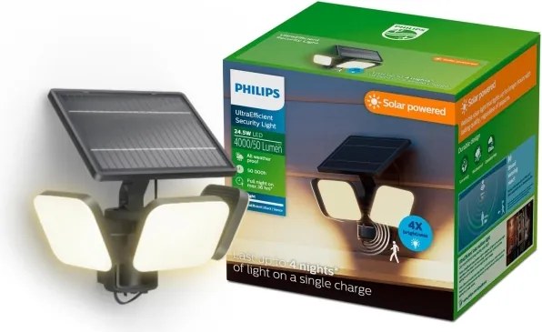 Philips -LED Applique solare da parete con sensore ZYREN LED/24,5W/3,7V 2600 mAh 3000K IP65