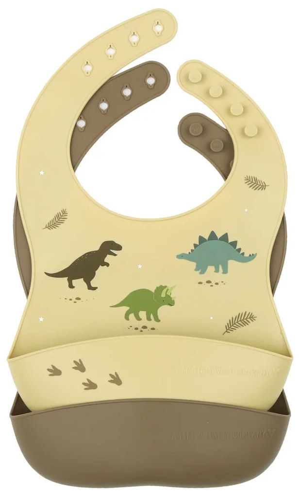 A Little Lovely Company - set di due bavaglini in silicone - dinosauri