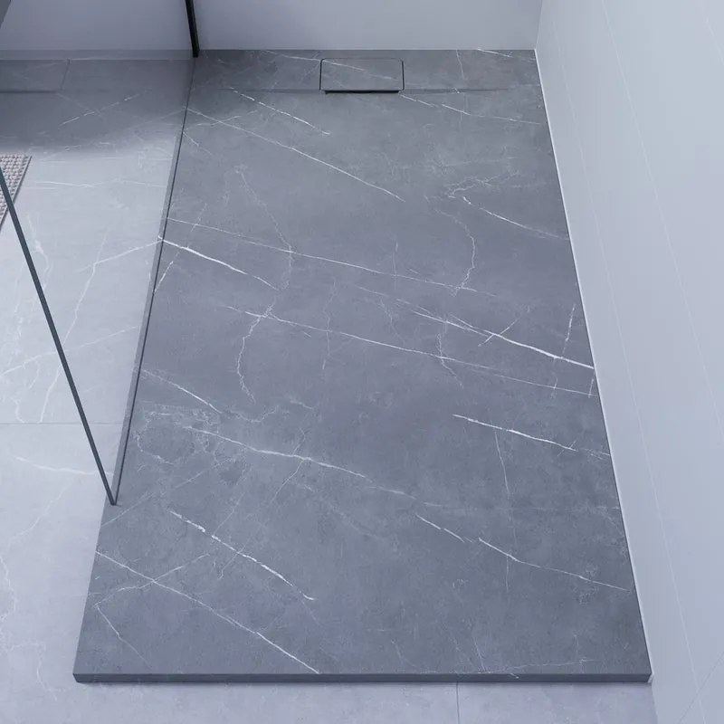 Piatto doccia SENSEA in composito minerale di resina gelificata Neo grigio L 90 x L 140 x H 3 cm opaco effetto marmo
