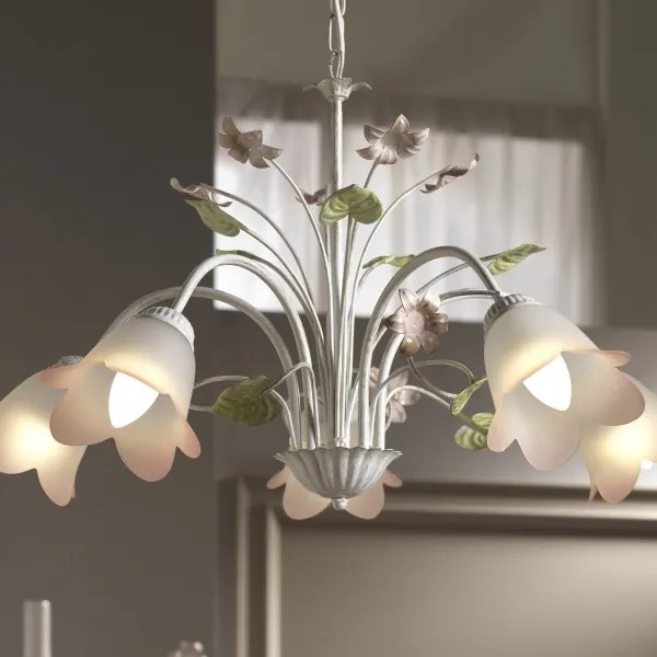 ONLI - Lampadario a sospensione con catena BOTTON DORO 5xE14/6W/230V