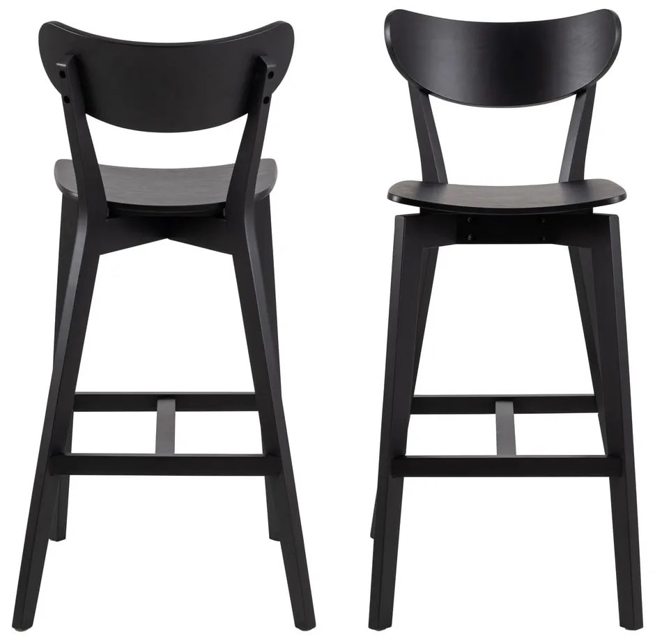 Sgabelli da bar in legno di gomma nera in set da 2 105 cm Roxby - Actona