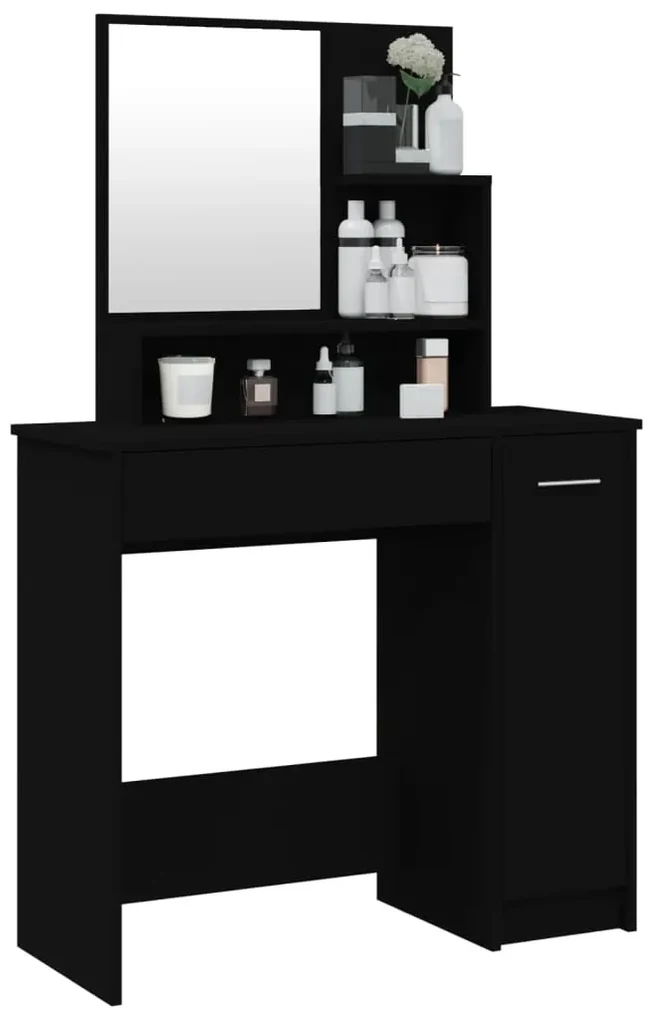 Toeletta con specchio nero 86,5x35x136 cm