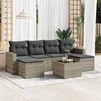 Set Divani da Giardino 7pz con Cuscini Grigio Chiaro Polyrattan 3219322