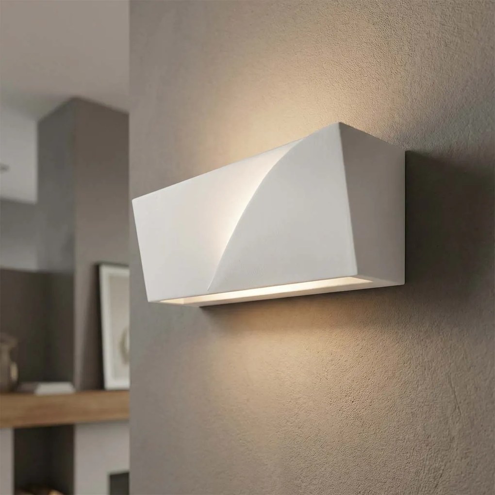 Applique da Parete G9 Rettangolare con Taglio in Gesso Pitturabile