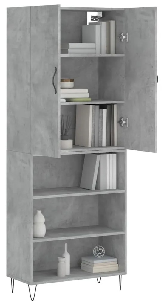 Credenza grigio cemento 69,5x34x180 cm in legno multistrato