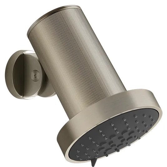 Soffione anticalcare a parete orientabile funzioni pioggia massaggio spray brushed brass PVD rigato 57271 Gessi