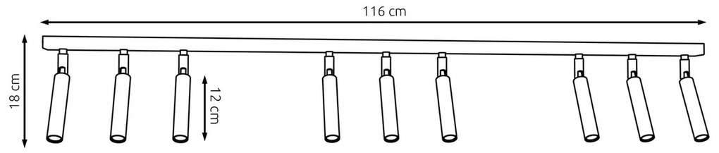 Lampadario Orientabile da soffitto IVI 9 Black