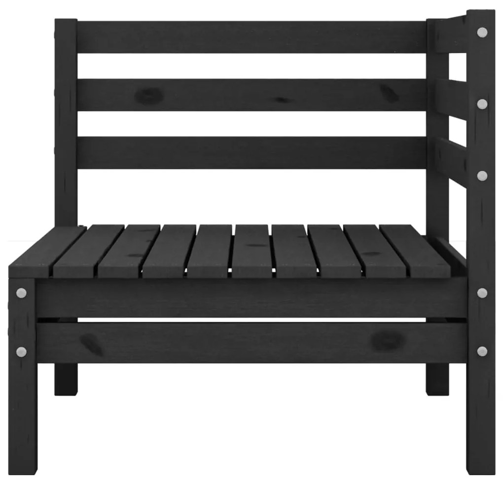 Set divani da giardino 6 pz nero in legno massello di pino