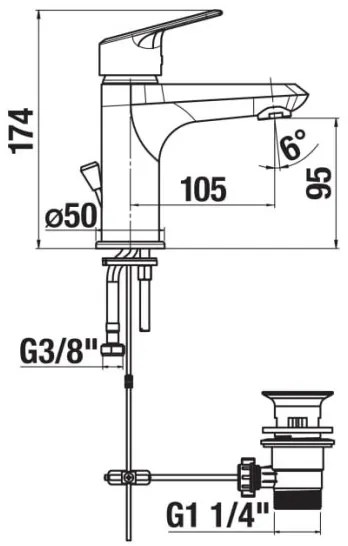 JIKA H3112E10041171 - Miscelatore lavabo TALAS 17,4 cm cromo senza troppopieno