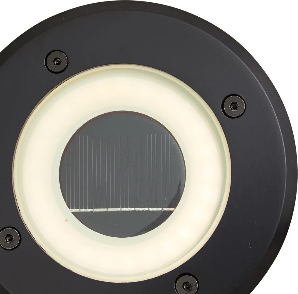 Faretto da terra moderno nero con LED ricaricabile solare IP65 - Solyx