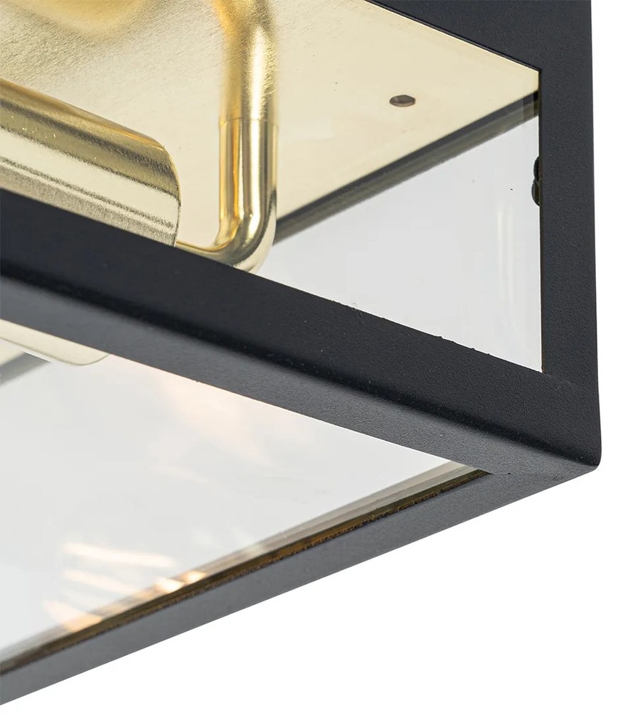 Lampada da soffitto per esterni industriale nera con oro 2 luci - Rotterdam