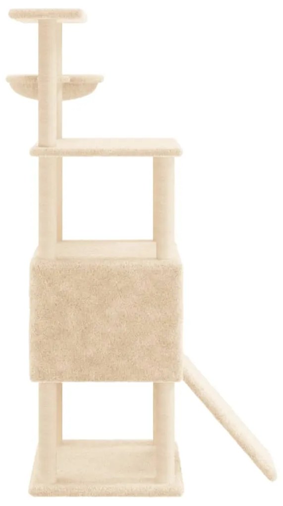 Albero per gatti con tiragraffi in sisal crema 153 cm
