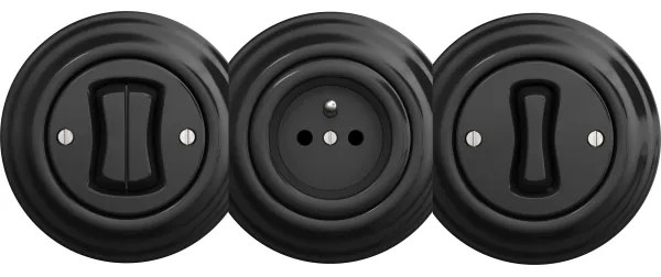 Kliklap - Doppio pulsante in stile retrò senza cornice, nero