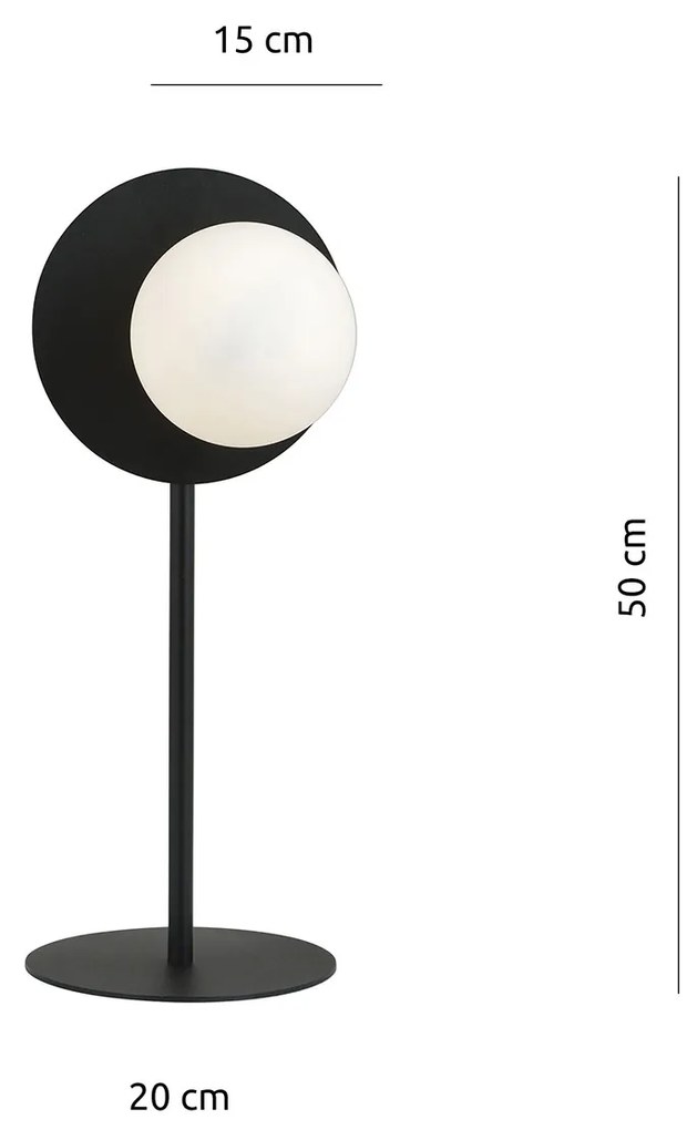 Lampada Da Tavolo Contemporanea Ippolita 1 Luce In Acciaio Nero E Vetro Opalino
