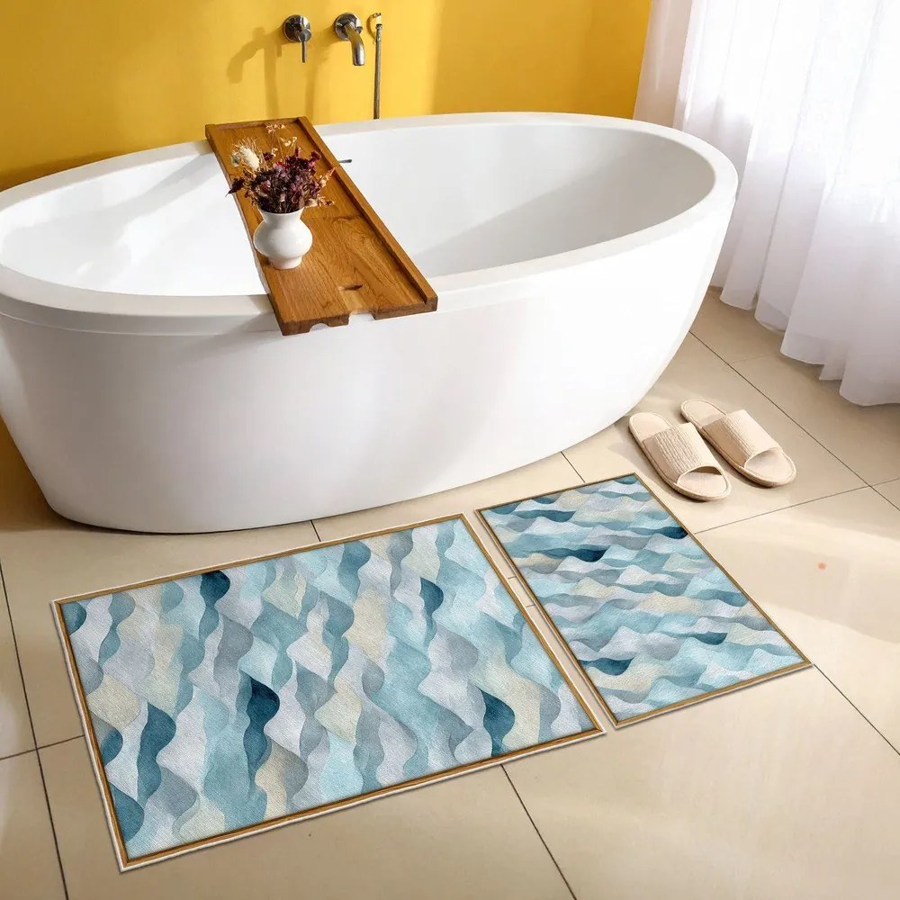 Set di tappetini per il bagno blu 2 pz 60x100 cm – Foutastic