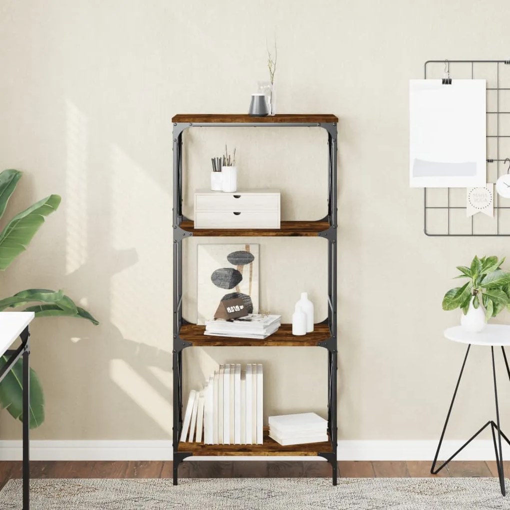 Libreria A 4 Ripiani Rovere Fumo 59x35x132 Cm Legno Multistrato /