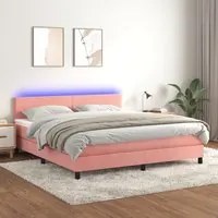 Letto a Molle con Materasso e LED Rosa 180x200 cm in Velluto 3134302