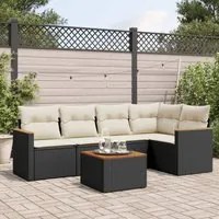 Set Divano da Giardino 6 pz con Cuscini Nero in Polyrattan 3225951