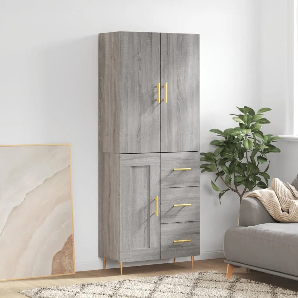 Credenza grigio sonoma 69,5x34x180 cm in legno multistrato