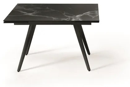 Tavolo con piano effetto Marmo Nero base metallo allungabile fino a 180 cm ORESTE
