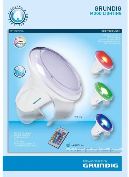 Grundig - Lampada da tavolo LED RGB dimmerabile LED/1W/230V + telecomando