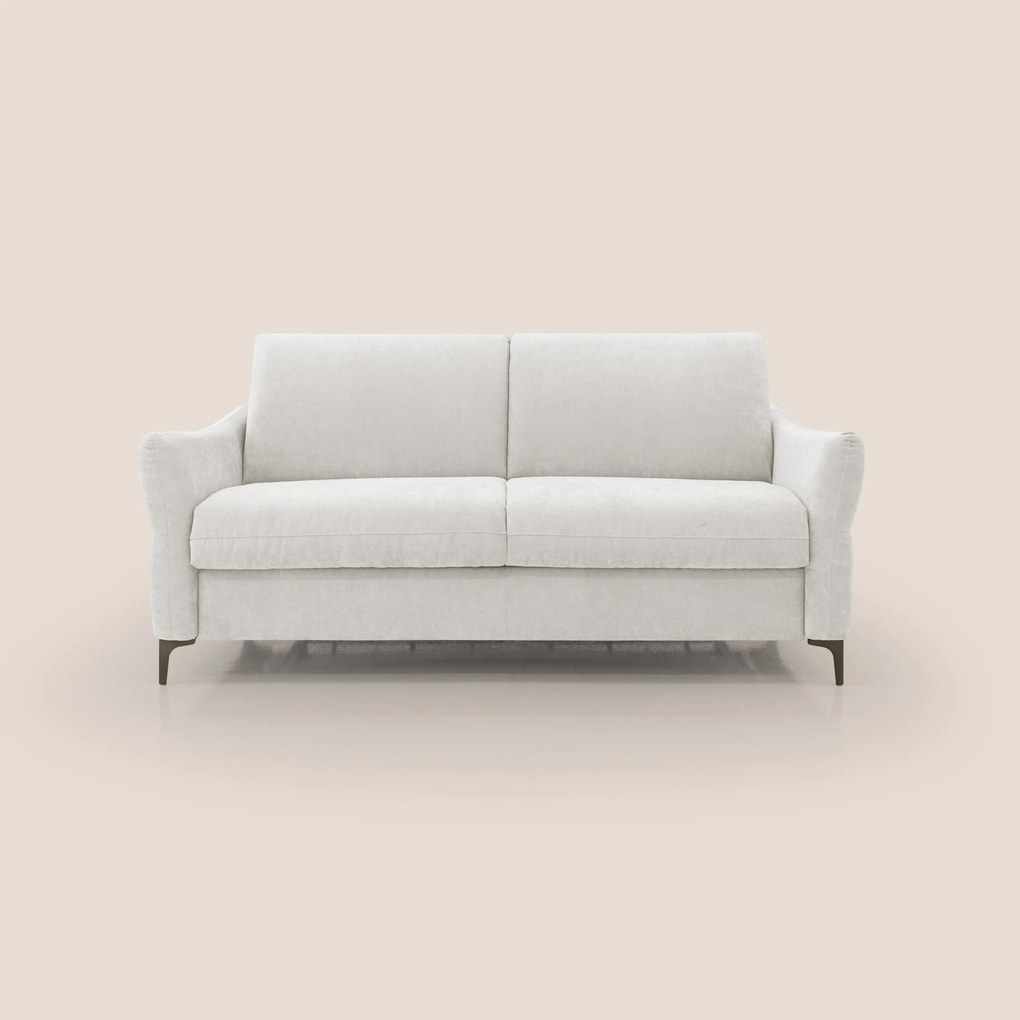 Dalia divano letto con materasso H18 cm e piedi alti in raffinato tessuto smacchiabile T17