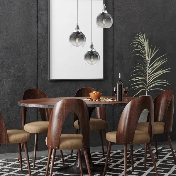 Lampadario a sospensione con filo MONTE 3xE27/60W/230V cromo opaco