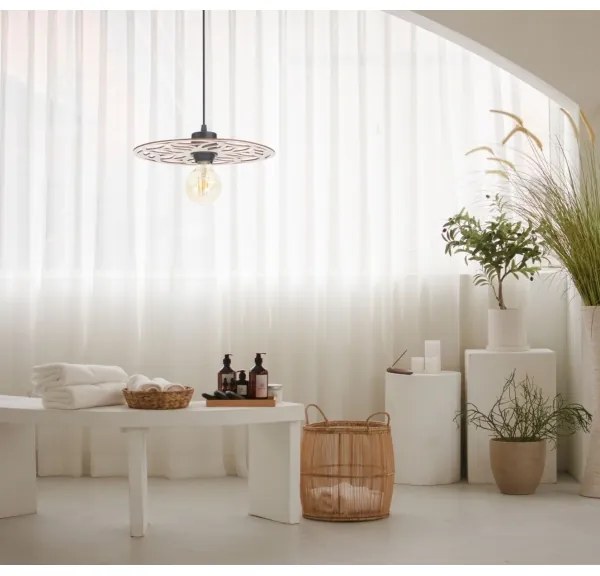 Lampadario a sospensione con filo FALCO 1xE27/60W/230V diametro 30 cm beige