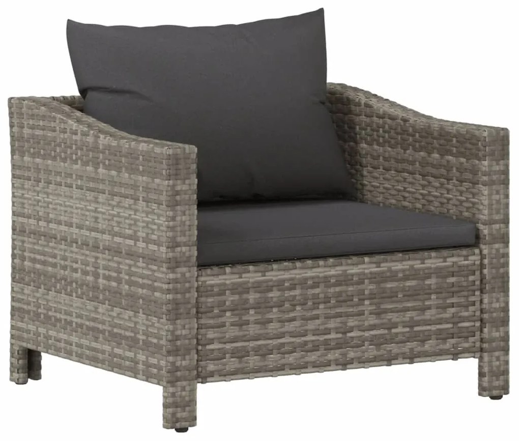 Set Divani da Giardino 7 pz con Cuscini in Polyrattan Grigio