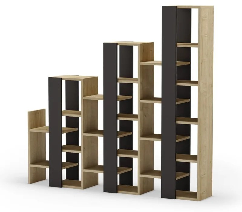 Scaffale in rovere decorato in nero e naturale 158x151 cm Anissa - Marckeric