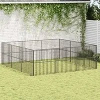 Box per Cani 12 Pannelli Nero Acciaio Zincato 3209554