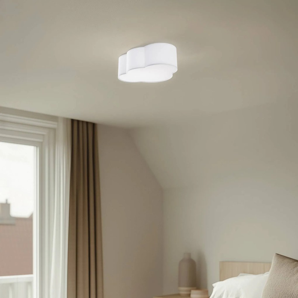 Plafoniera soffitto Cloud TK Lighting, dimmerabile, Bianco / Opale, Soggiorno / Sala da pranzo, Tessuto / Stoffa / Seta, Giovanile, Plafoniera