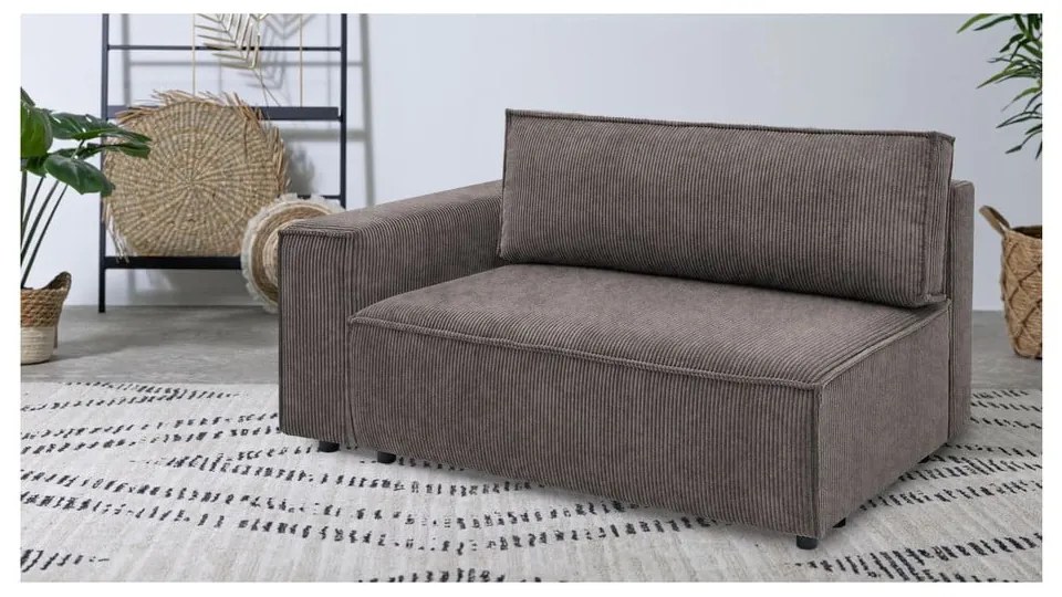 Modulo divano in velluto a coste marrone chiaro, angolo sinistro Nihad modular - Bobochic Paris