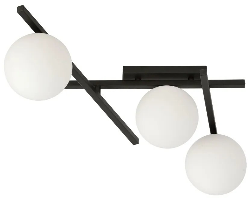 Lampadario da Soffitto in Acciaio e Vetro SMART 3 Nero 3xE14 Colore delle Sfere Bianco